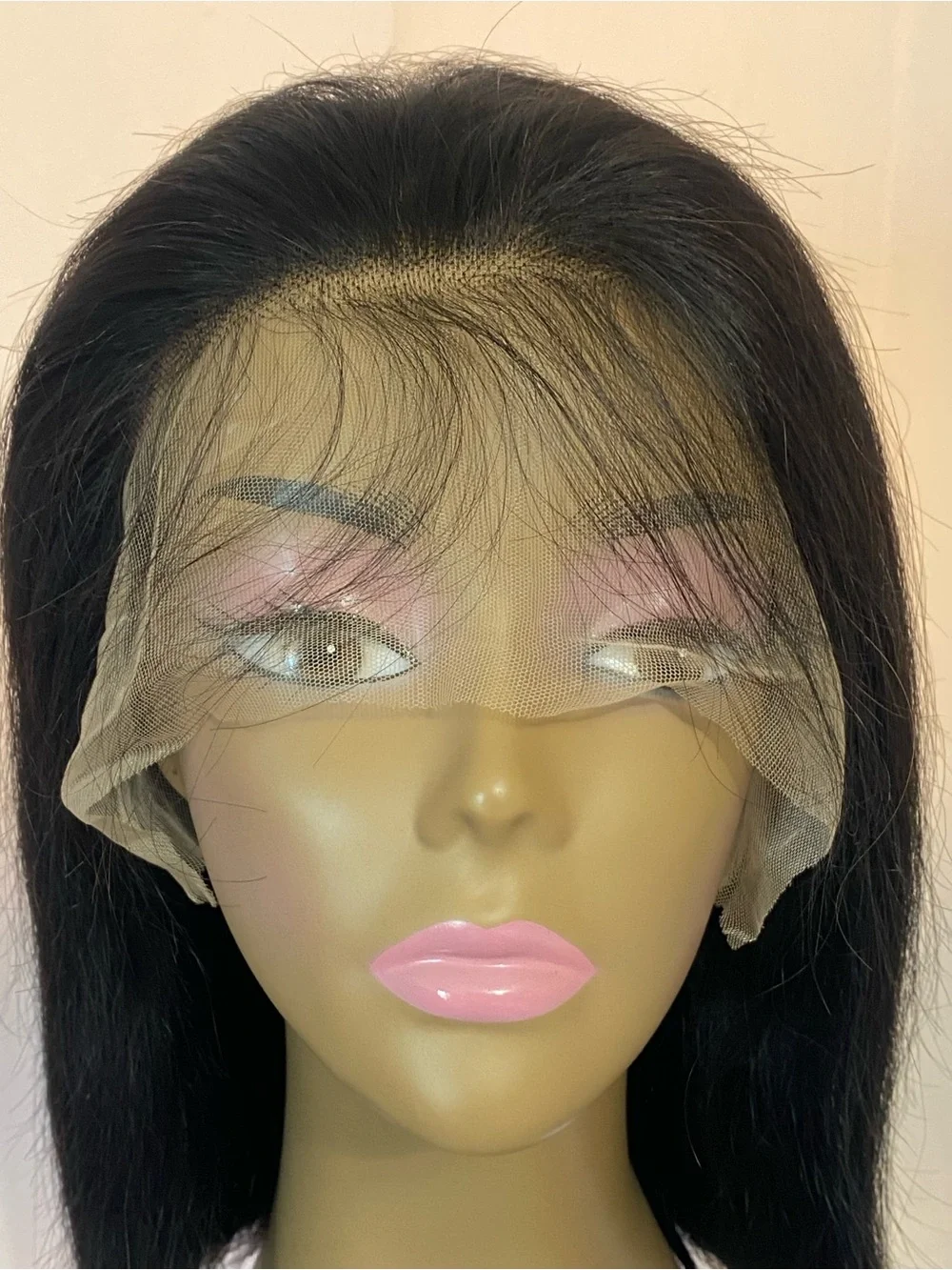Natural Black 13x6 HD Lace Front Wig Glueless Human Hair 12 Inch  180 Density